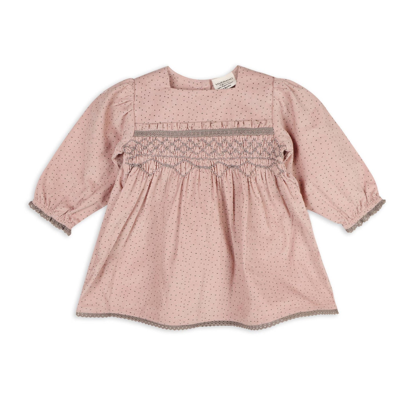 Smocked & Embroidered Corduroy Baby Dress & Bloomer -Organic: Viverano