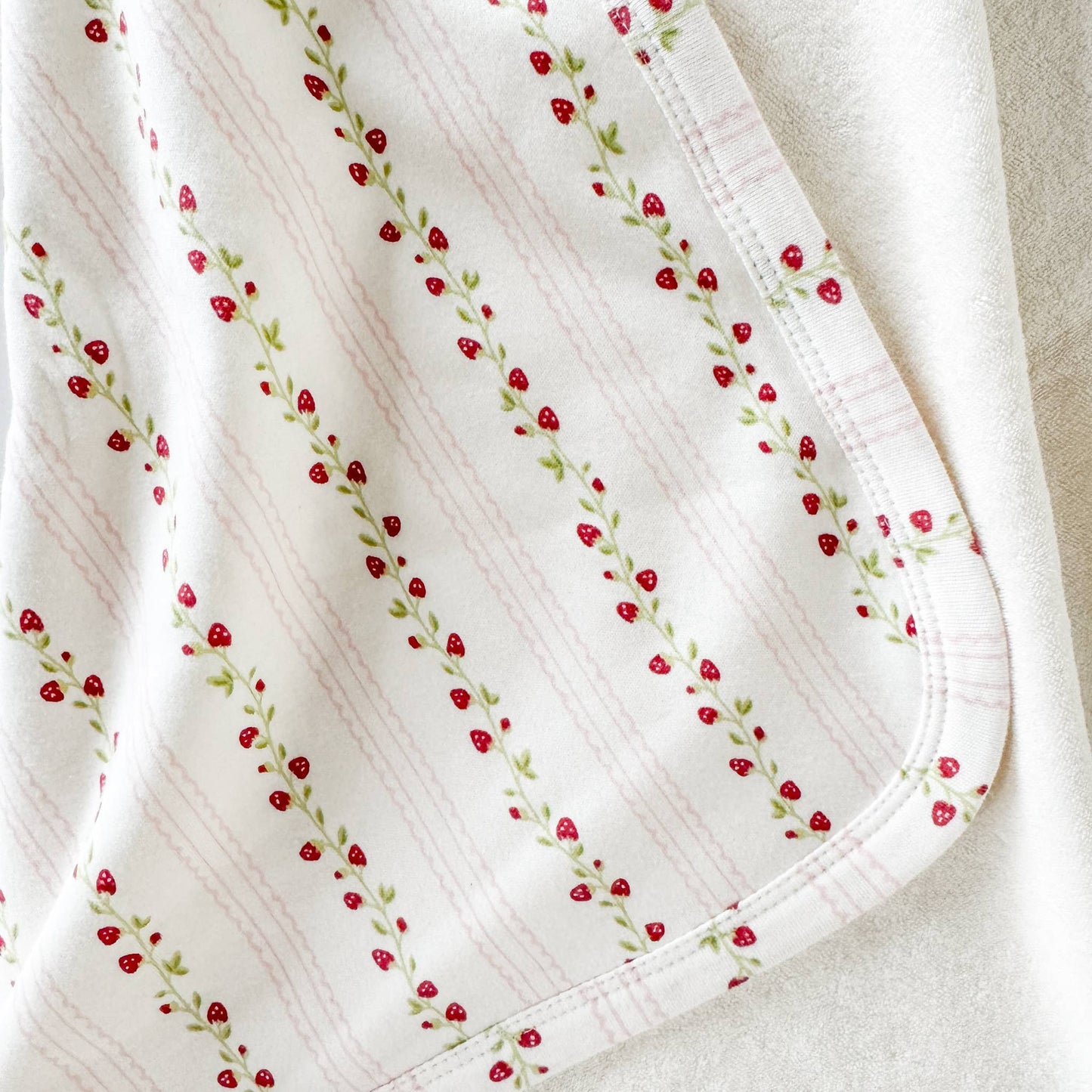 Hooded Towel Strawberry Stripe - Blueberry Hill
