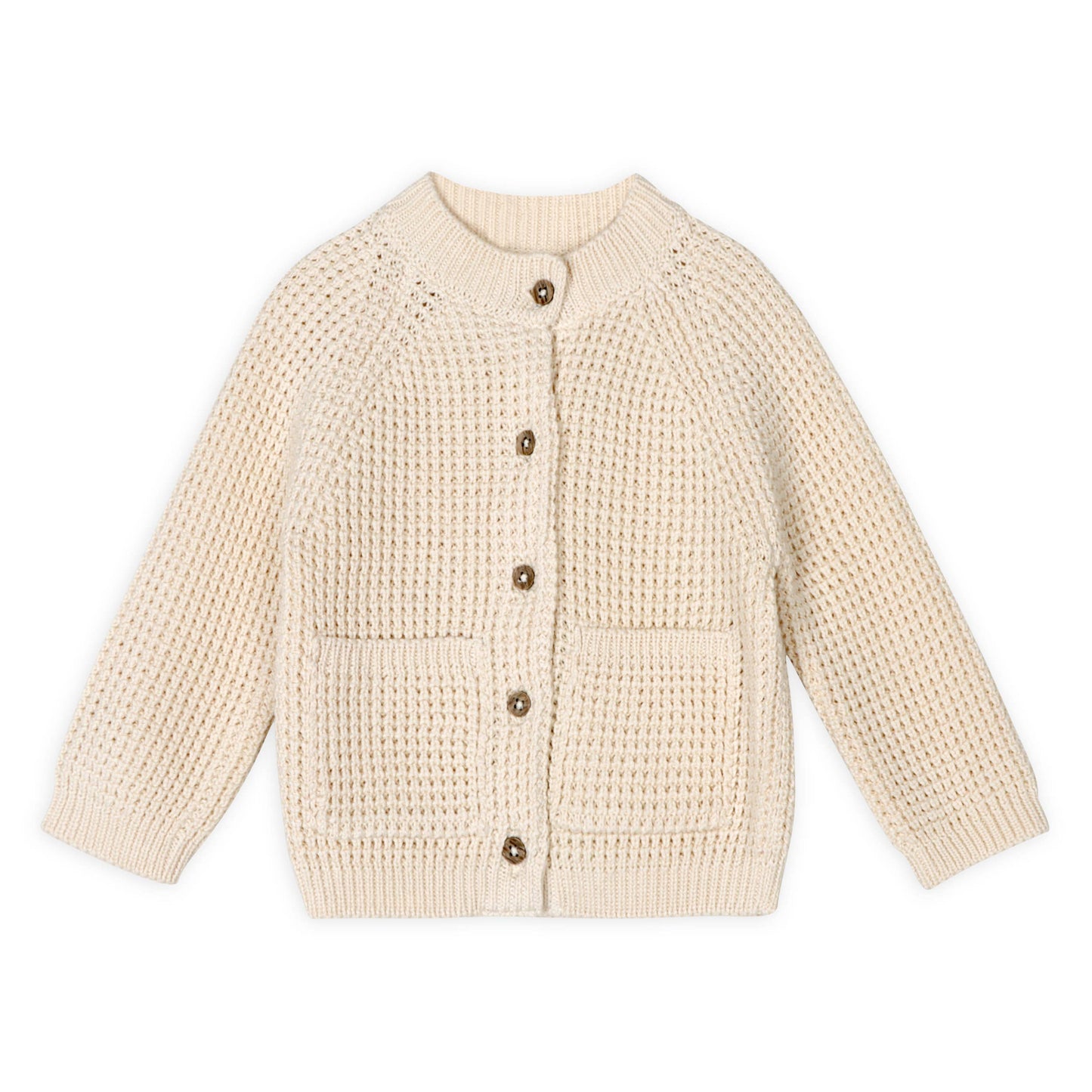 Avery Button & Pocket Chunky Sweater Knit Baby Cardigan: