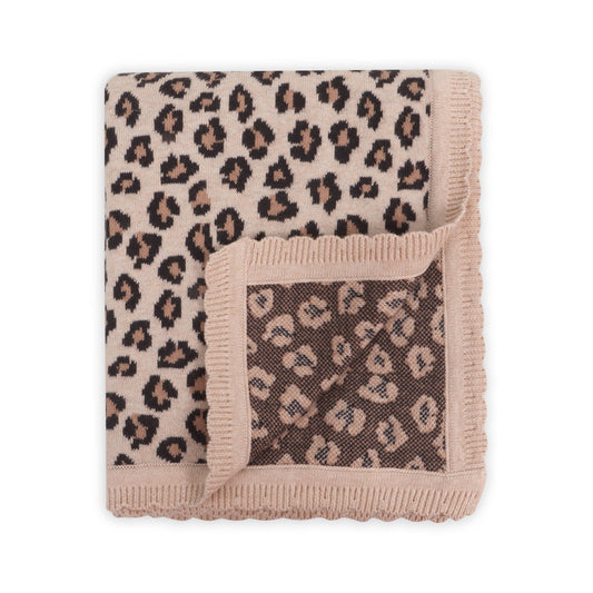 Leopard Animal - Organic Cotton Jacquard Knit Baby Blanket: viverano