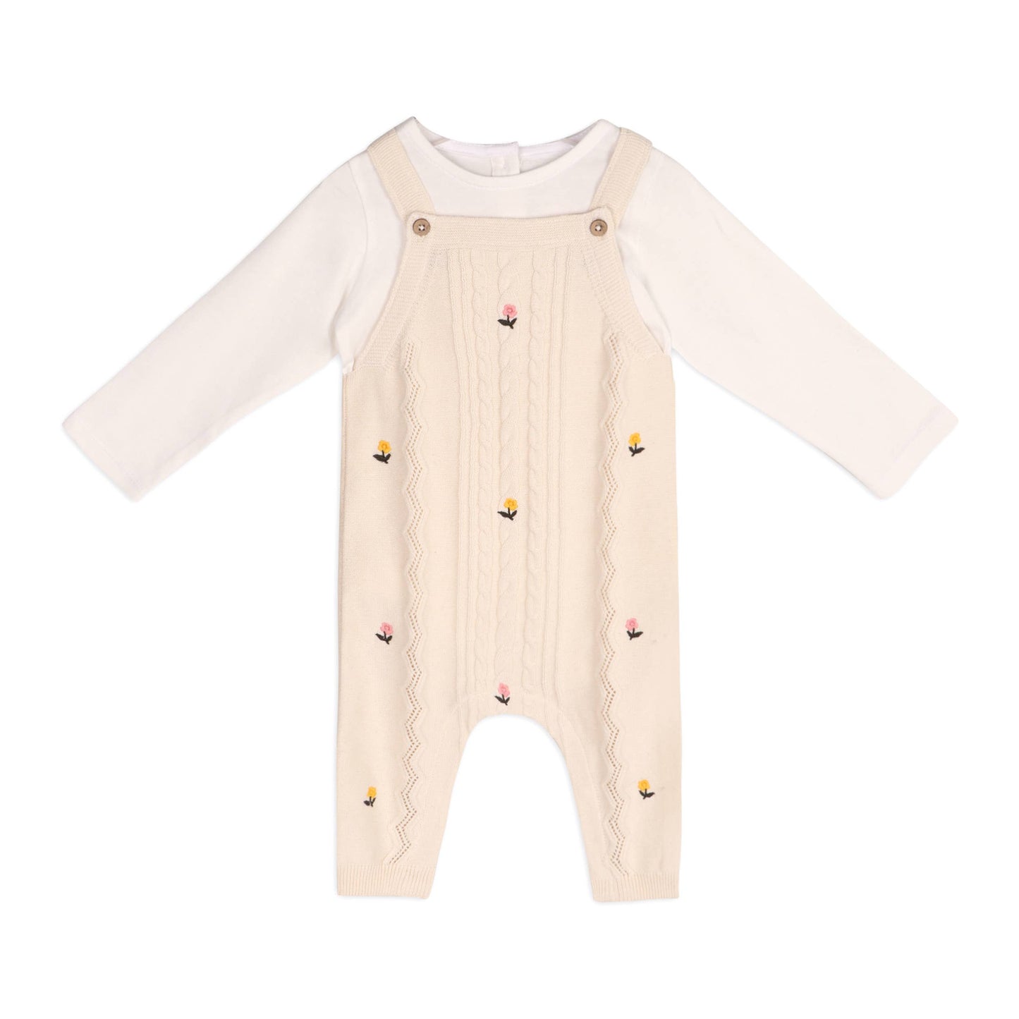 Mini Flowers Cable Knit Baby Overall & Bodysuit (Organic):viverano