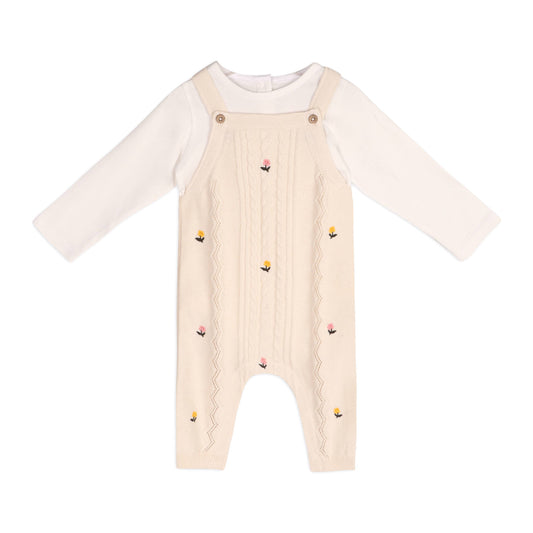 Mini Flowers Cable Knit Baby Overall & Bodysuit (Organic):viverano