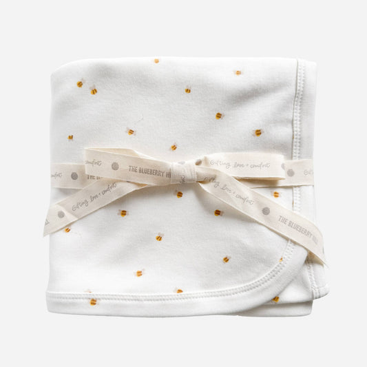 Knit Swaddle Blanket Bee - Blueberry Hill