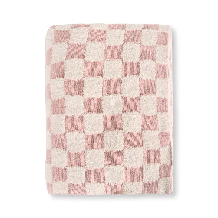 Checkered Terry Sweater Knit Organic  Baby Blanket - Viverano Organics