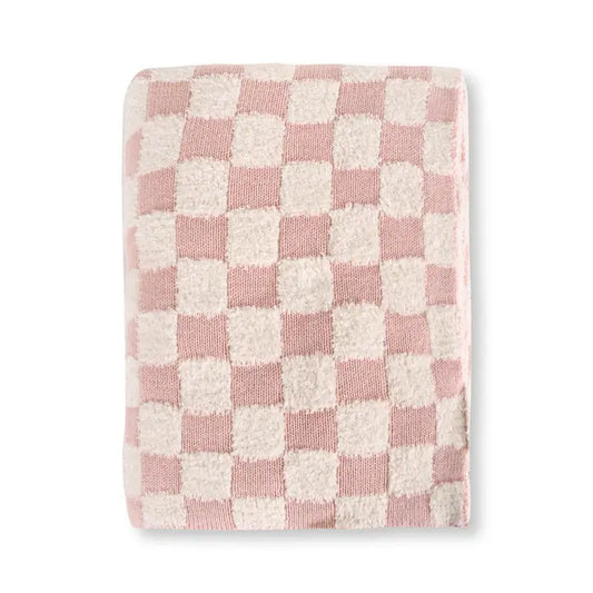 Checkered Terry Sweater Knit Organic  Baby Blanket - Viverano Organics