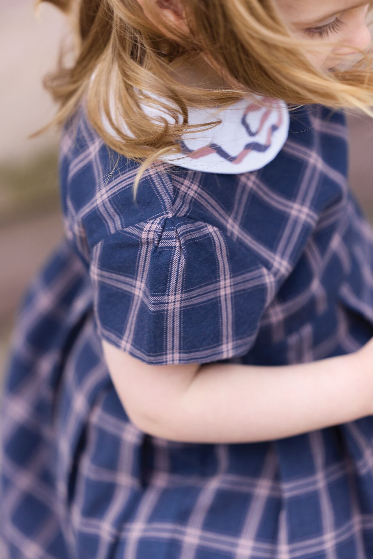 Plaid Dress w Bow Collar- Tartine et Chocolat FW25