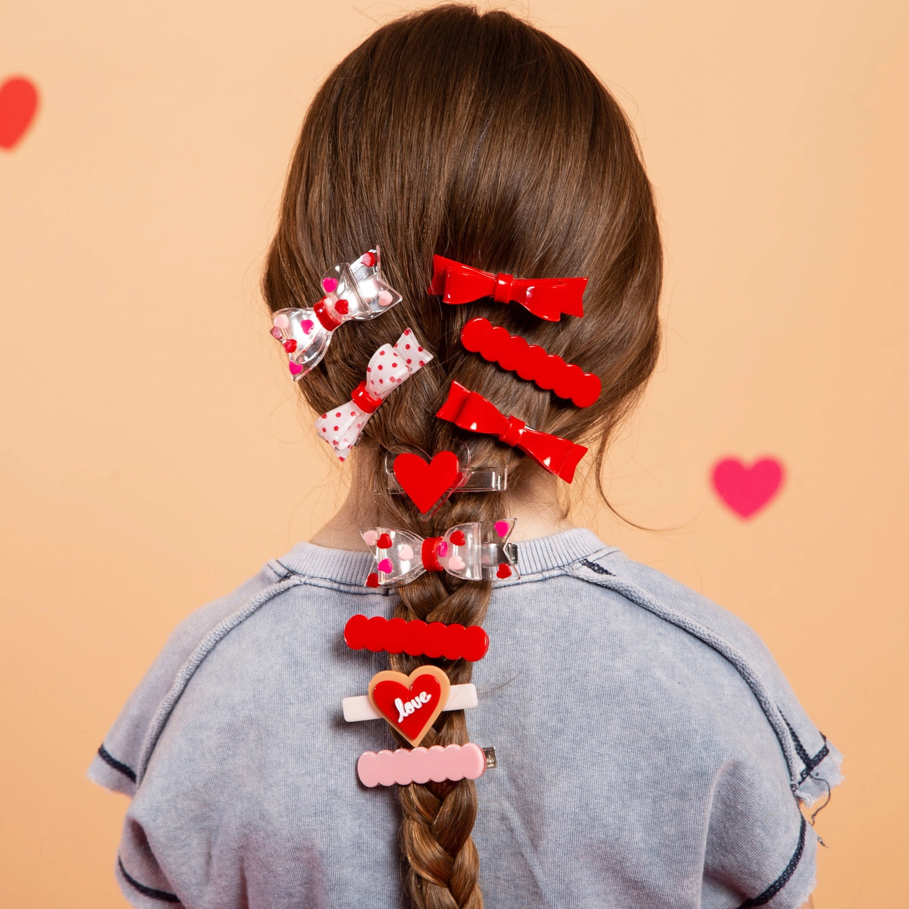 Red/Pink Heart Alligator Clips - Lilies and Roses
