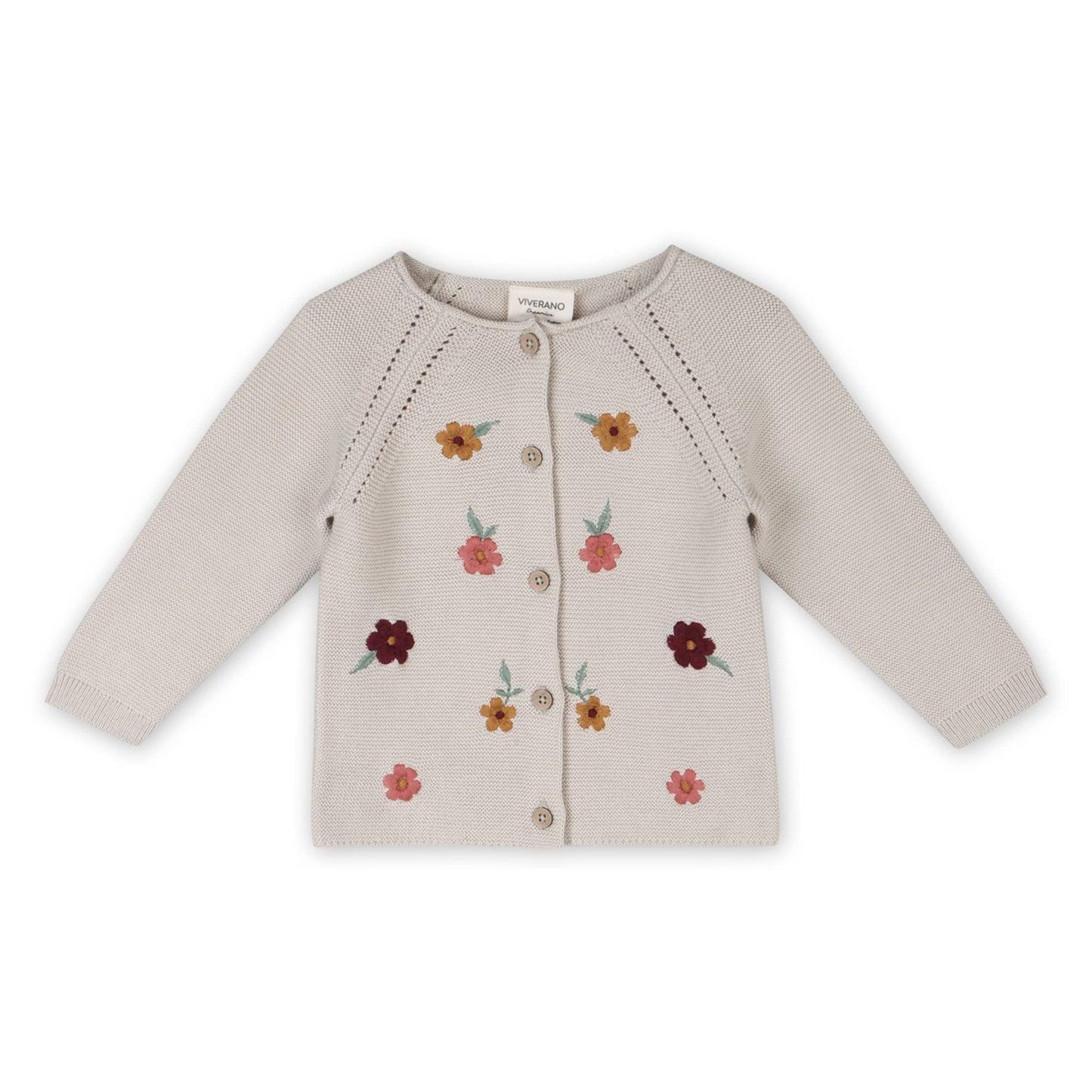 Floral Embroidered Pearl Knit Baby Cardigan Sweater -viverano