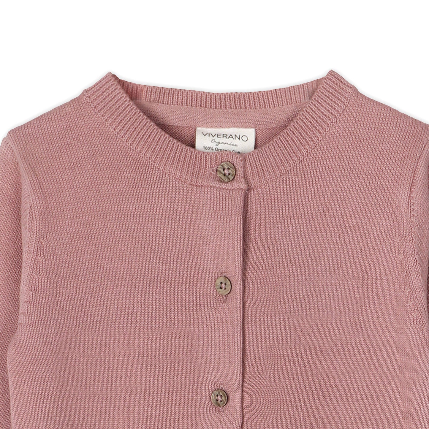 Lamb Jacquard Knit Baby Cardigan Sweater (Organic Cotton): Vintage Rose / 3-6M