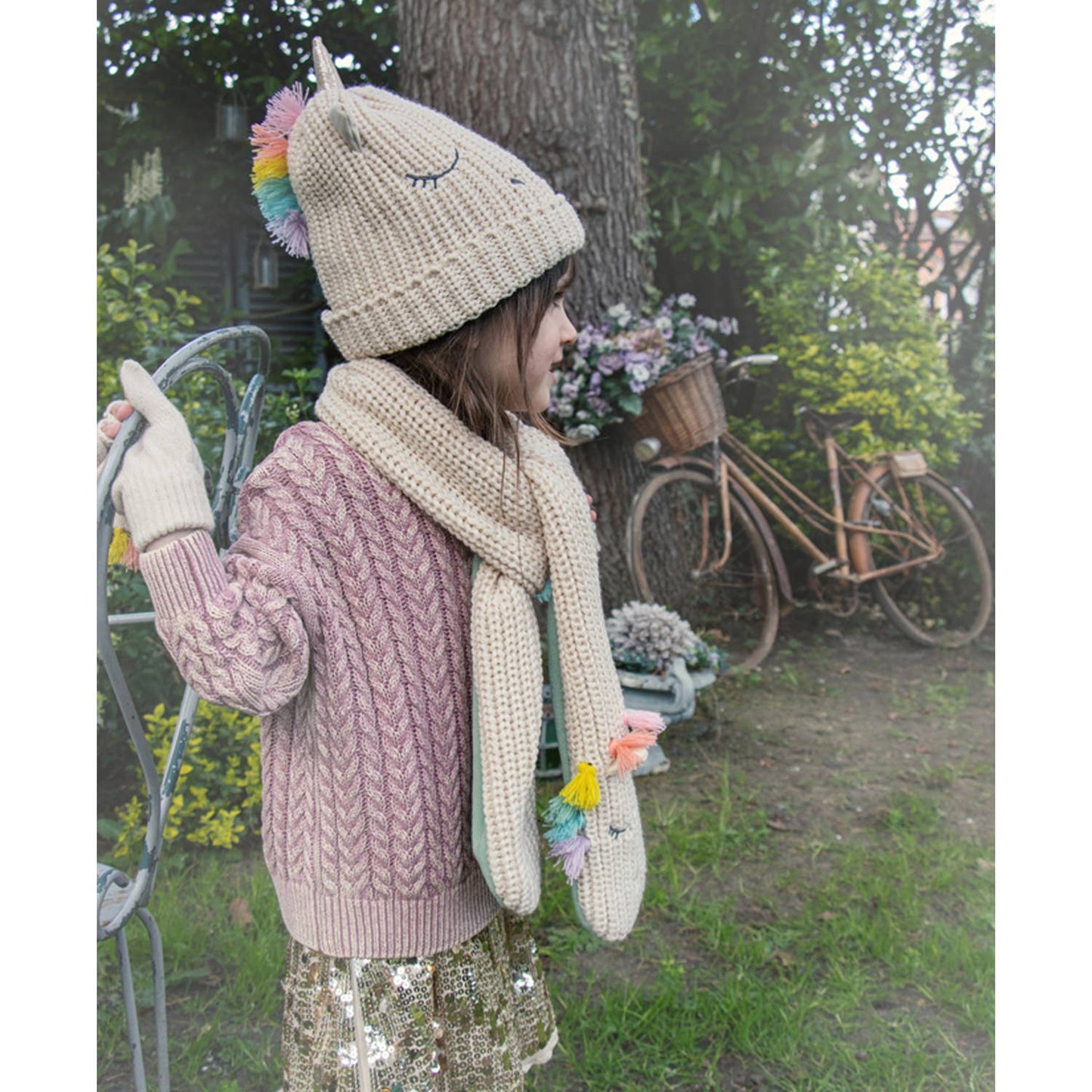 Rainbow Unicorn Knitted Hat -rockahula