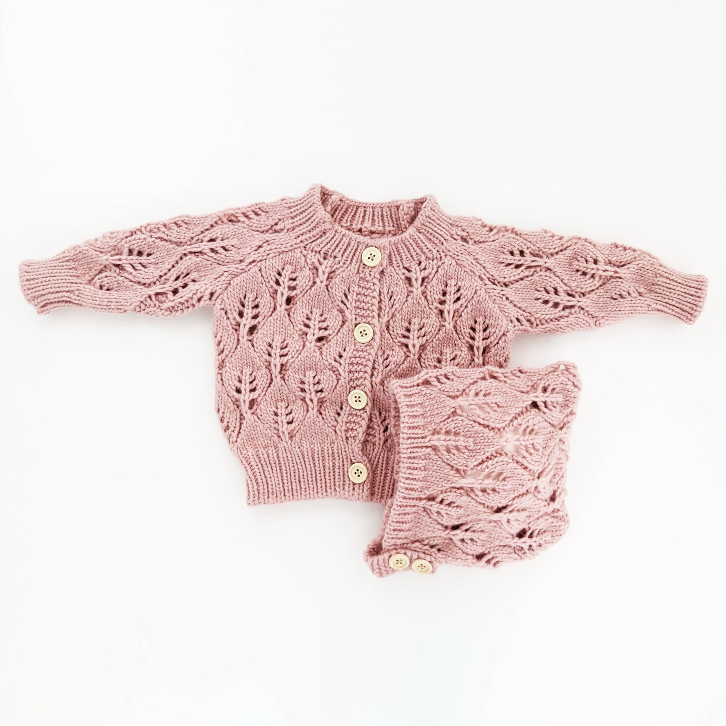 Leaf Lace Hand Knit Cardigan Sweater- Huggalugs