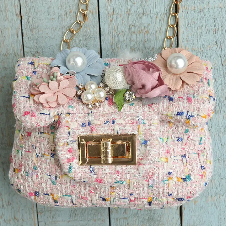 Tweed Flower Purse - Sparkle Sisters
