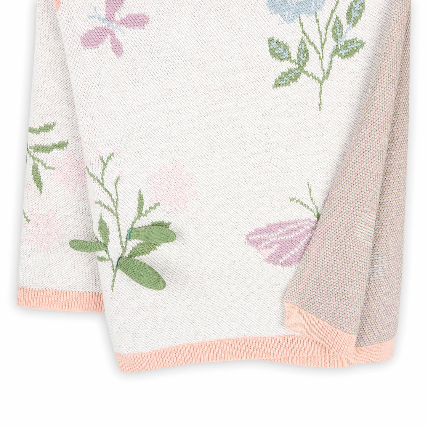Bloom Butterfly 3D - Organic Jacquard Knit Baby Blanket: Natural / One Size