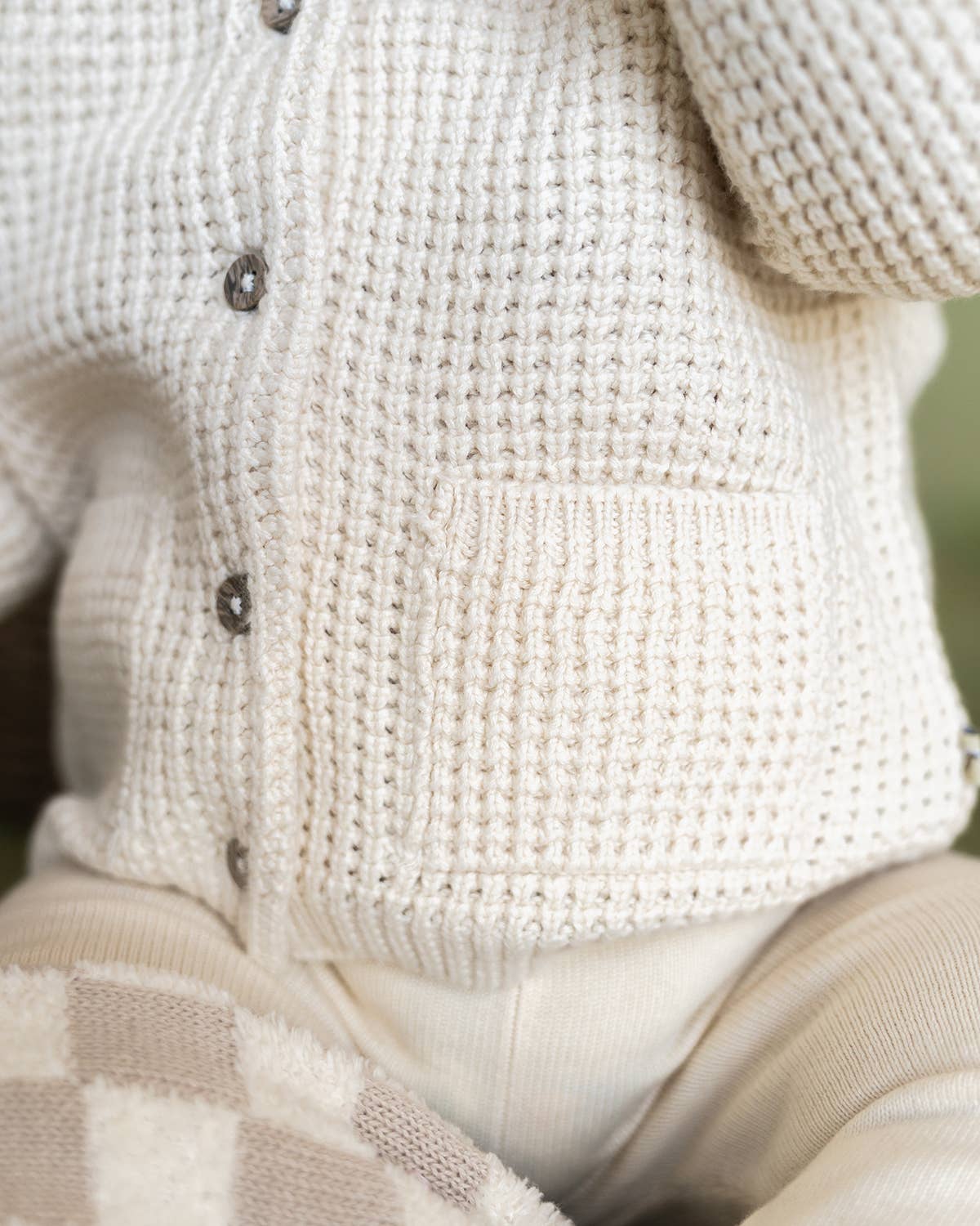Avery Button & Pocket Chunky Sweater Knit Baby Cardigan: