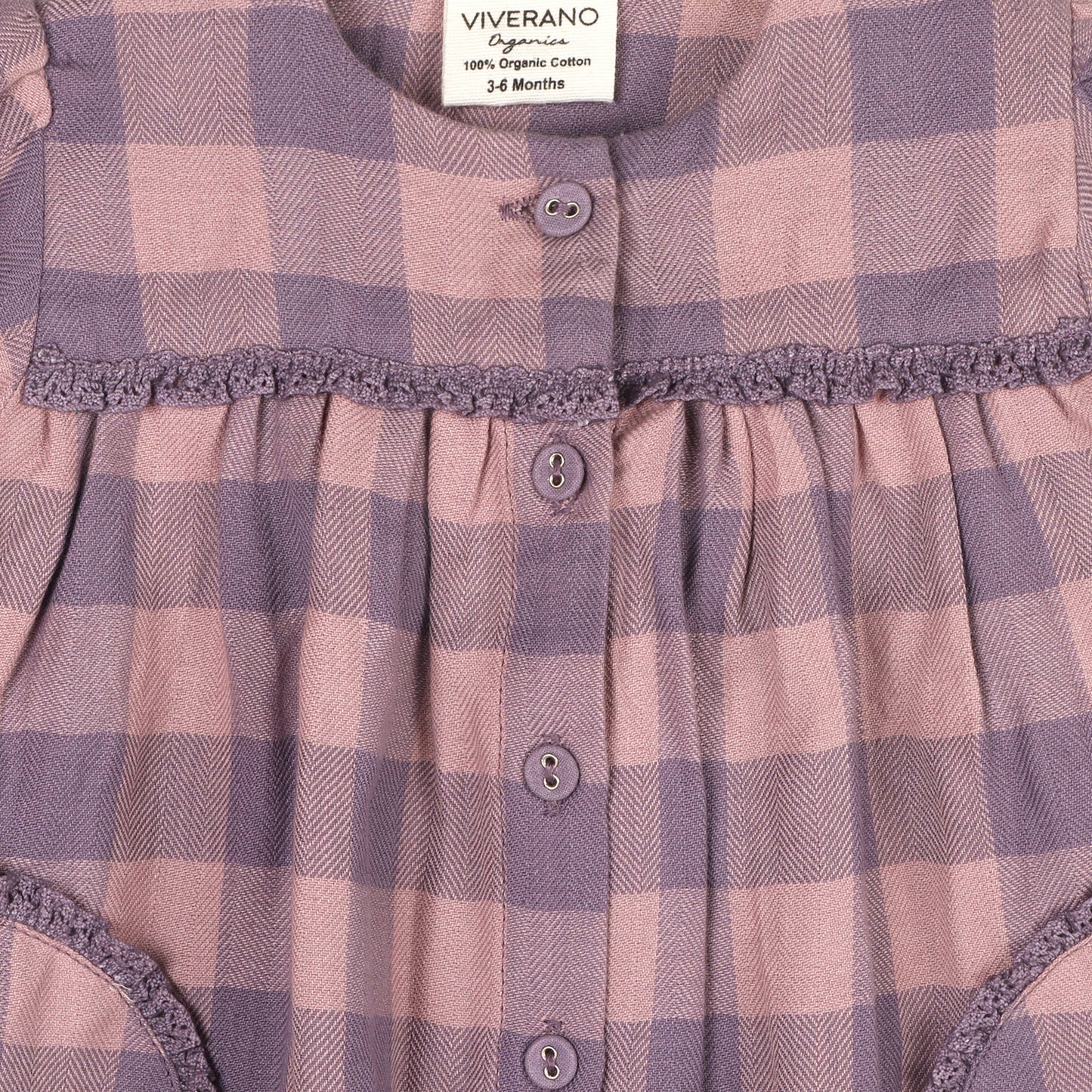 Lace Gingham Baby Dress & Bloomer Set (Organic):Viverano