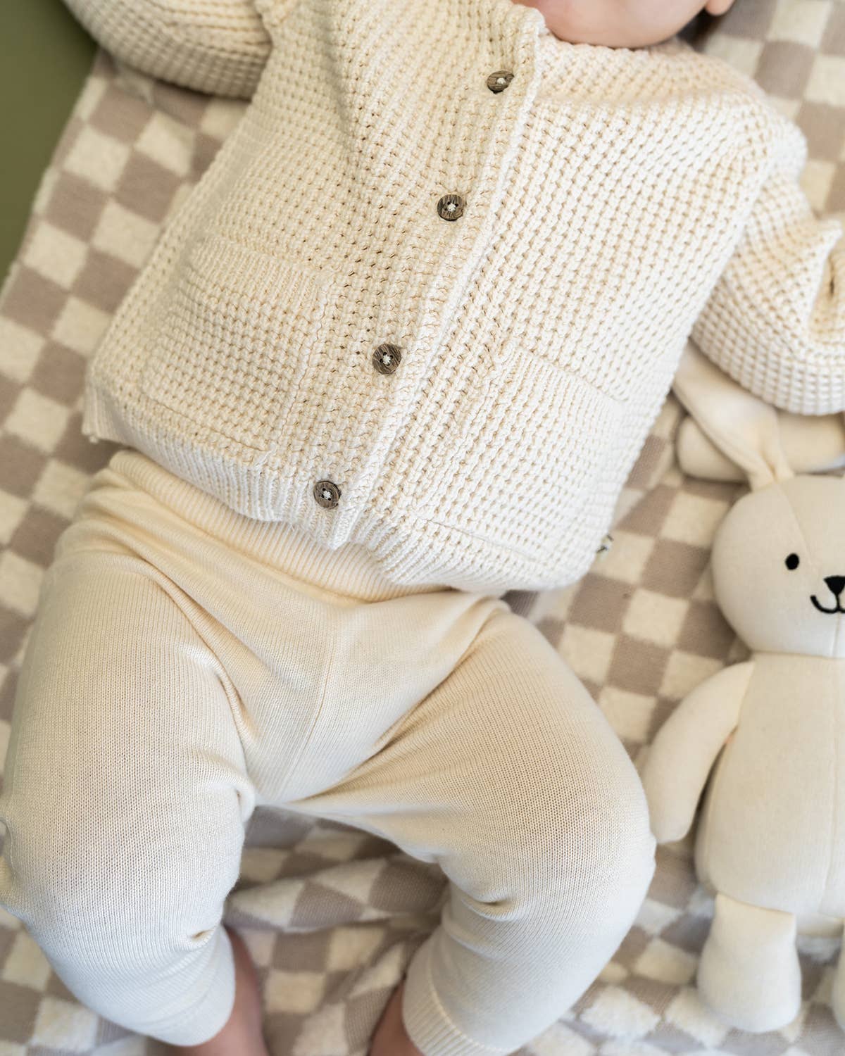 Avery Button & Pocket Chunky Sweater Knit Baby Cardigan:
