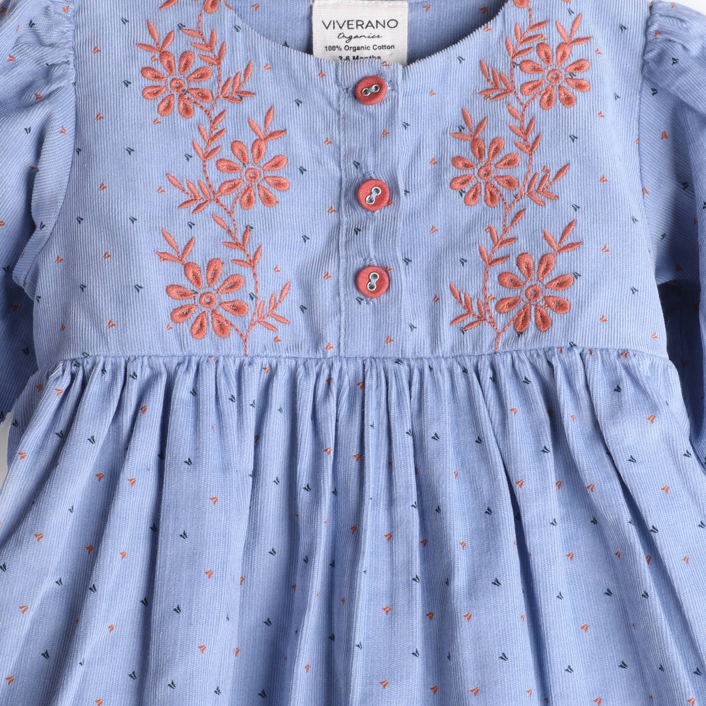 Embroidered Corduroy Tie Baby Dress & Bloomer (Organic): Viverano