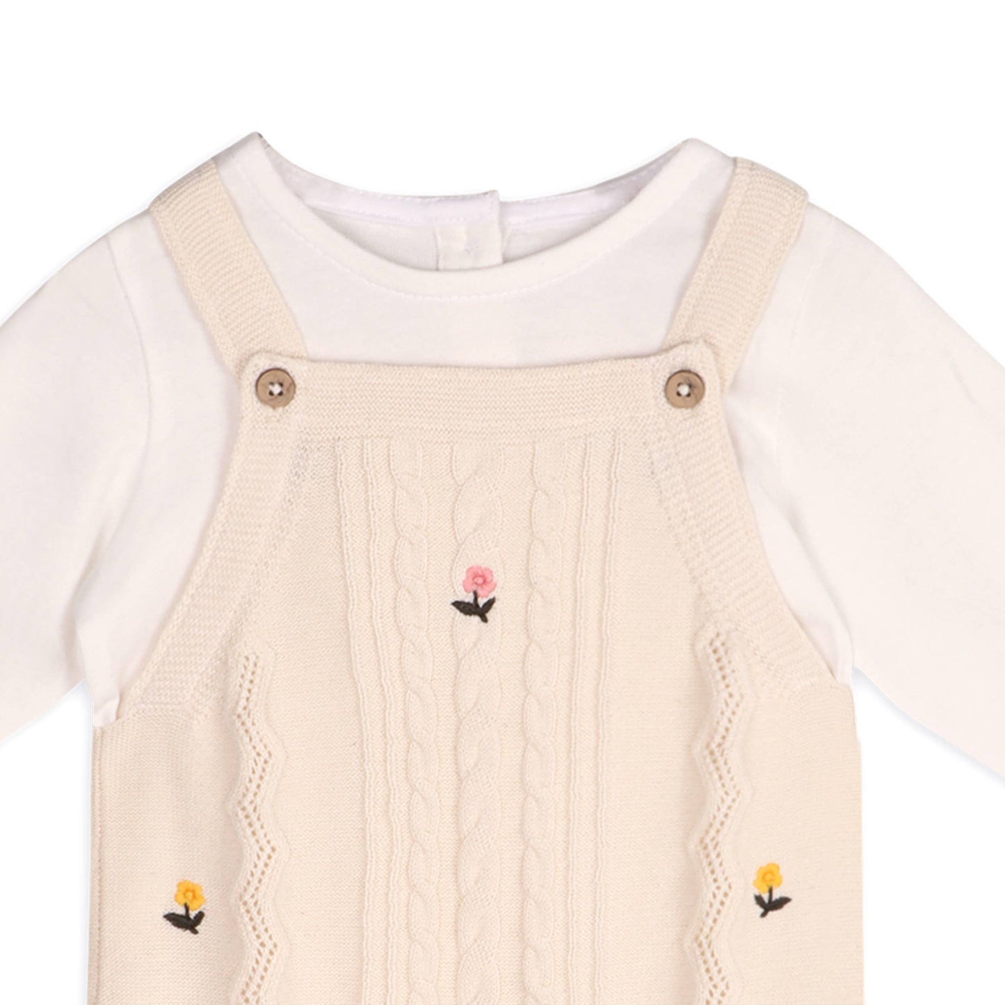 Mini Flowers Cable Knit Baby Overall & Bodysuit (Organic):viverano