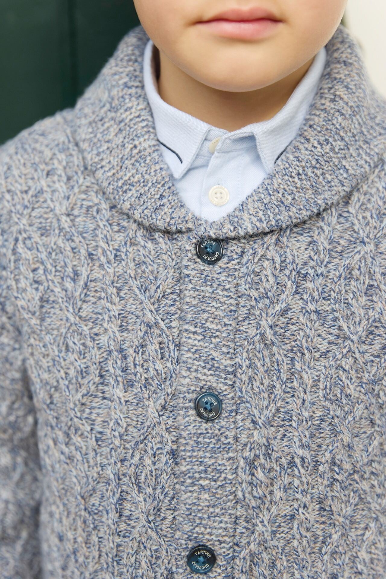 Shawl Collar Cable Cardigan-Tartine et Chocolat FW25