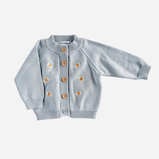 Cotton Bee Cardigan Embroidered Baby Newborn Apparel Spring: Blue / NB 0-6m