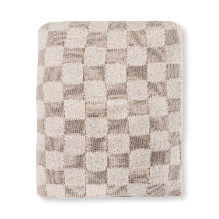 Checkered Terry Sweater Knit Organic  Baby Blanket - Viverano Organics