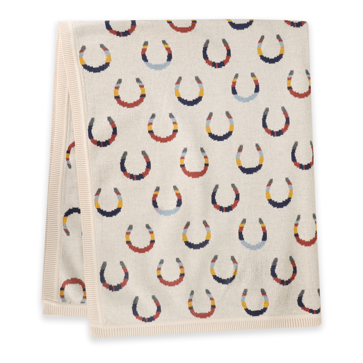 Horseshoe - Organic Cotton Jacquard Knit Baby Blanket: Viverano
