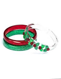 Mistletoe Bangles (Set of 3) - Lilies and Roses