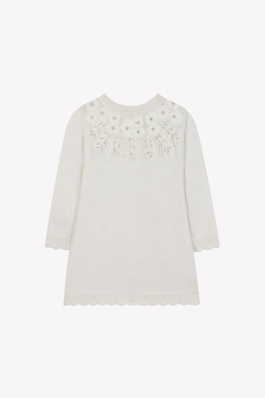 Wool Dress Embroidered Flowers- Tartine et Chocolat FW25