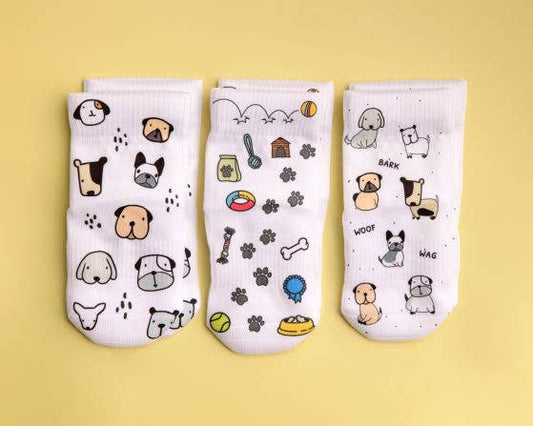 Woof - Non-Slip Baby Socks with Paws, Toys, Dogs Designs: