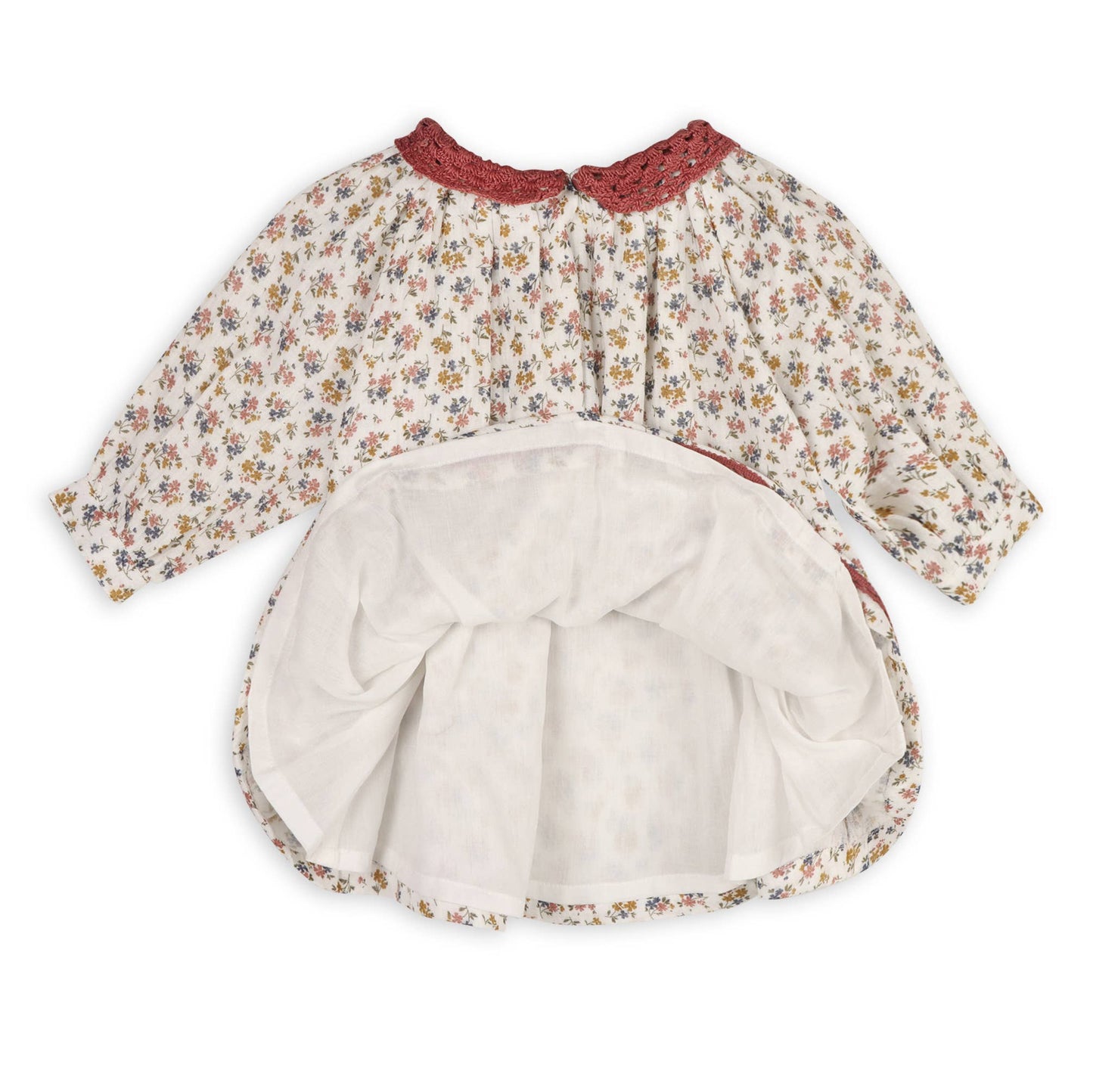 Floral Lace Collar Muslin Baby Dress & Bloomer (Organic): viverano