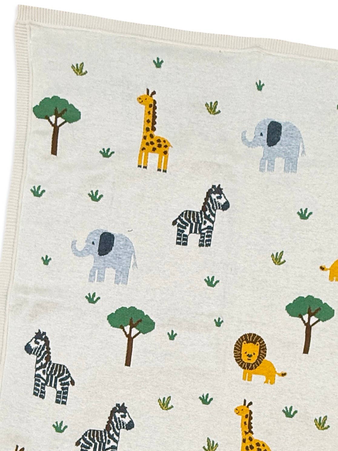 Jungle Pals - Organic Cotton Jacquard Knit Baby Blanket:Viverano