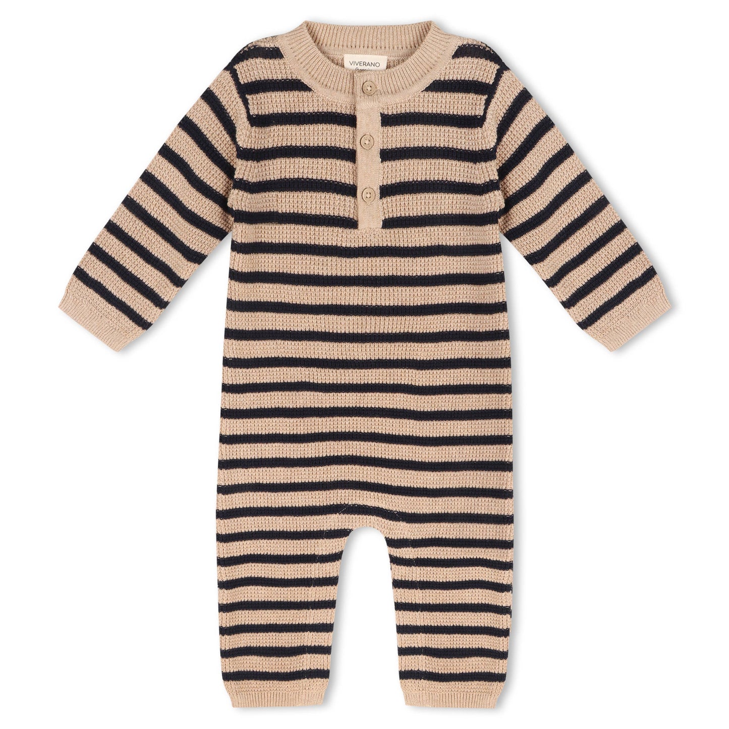 Navy Stripe Chunky Sweater Knit Baby Jumpsuit (Organic): Viverano