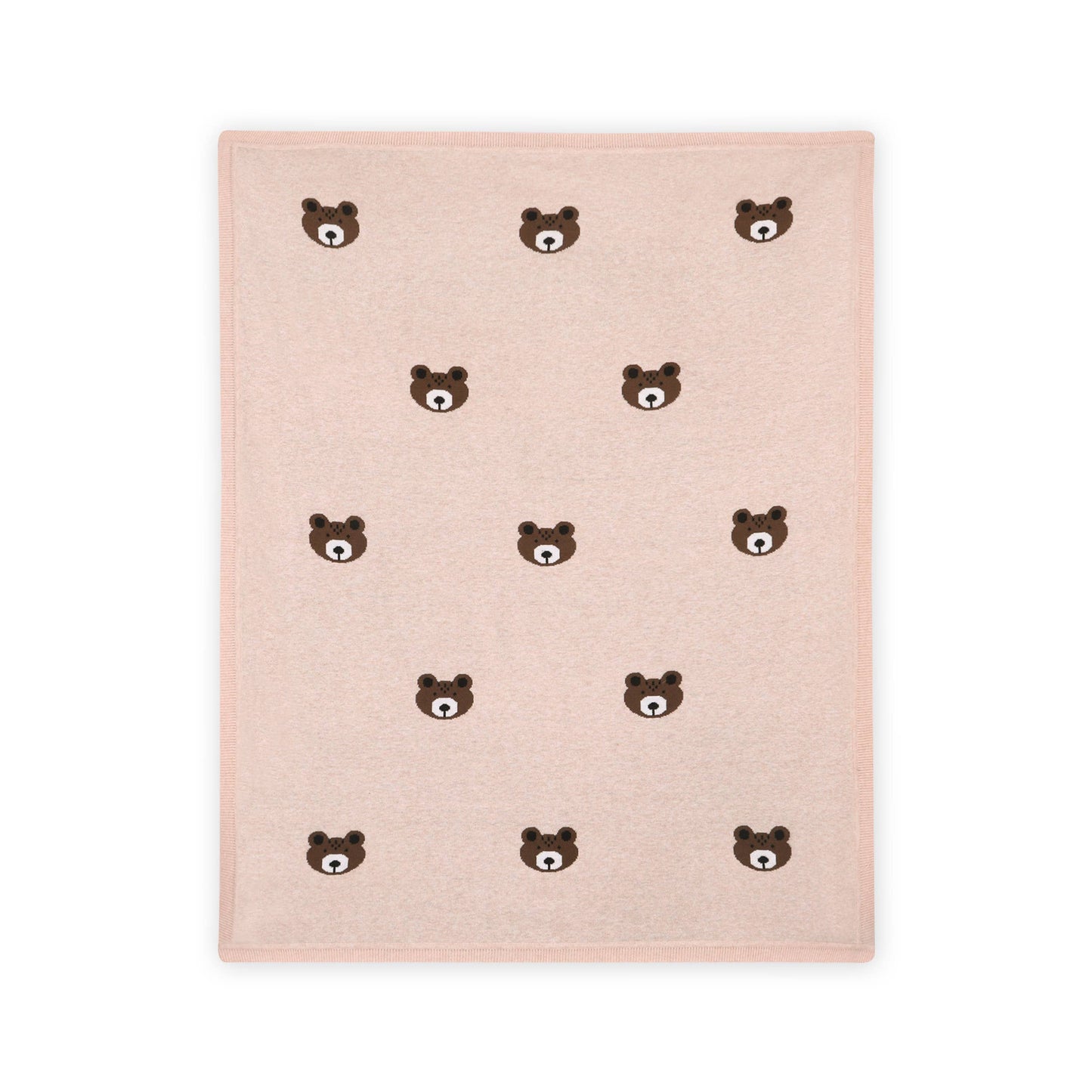 Brown Bear - Organic Cotton Jacquard Knit Baby Blanket:viverano