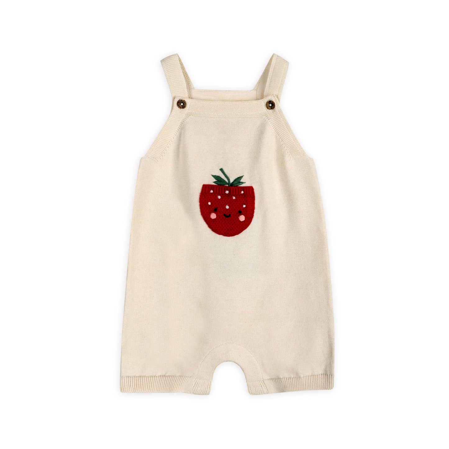 Strawberry Pocket Baby Knit Shortall Set (Organic Cotton):