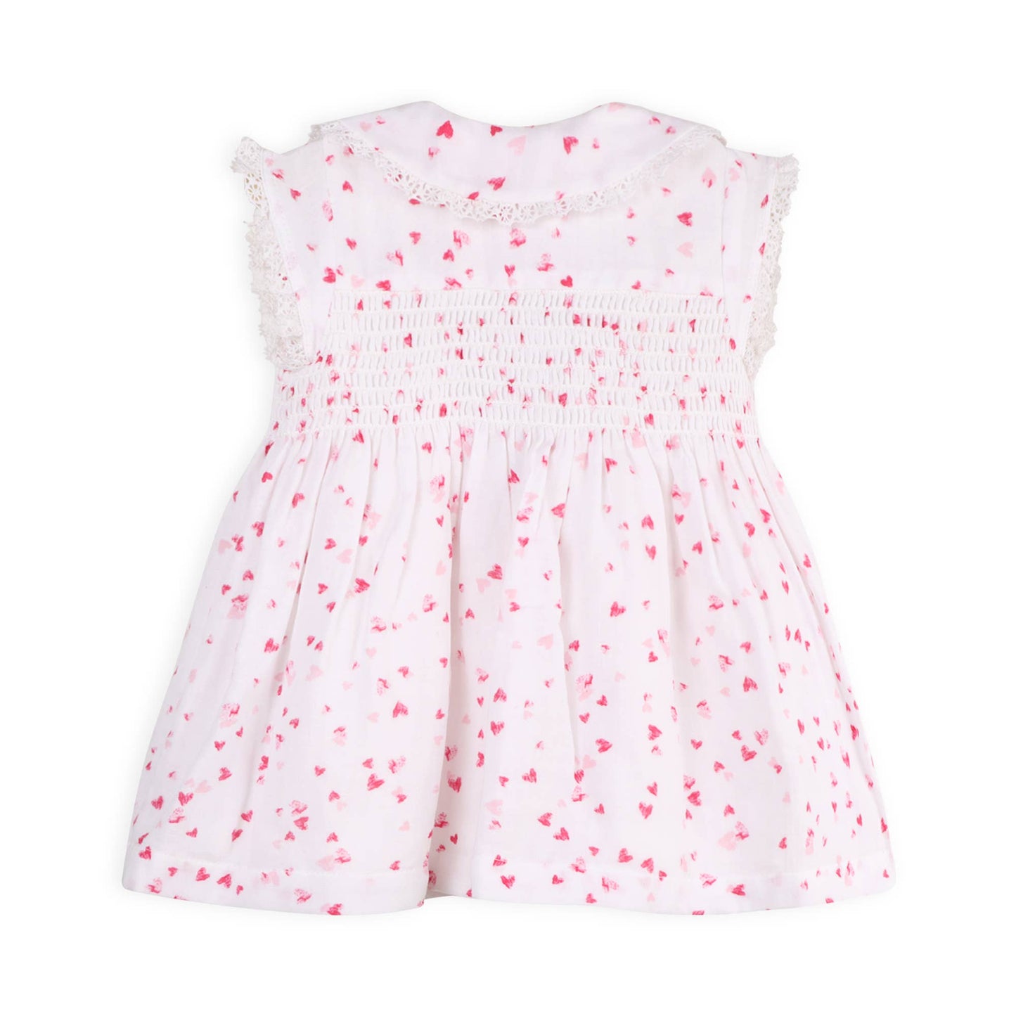 Nora Fluttering Hearts Smocked Baby Dress + Bloomer -Organic: Viverano