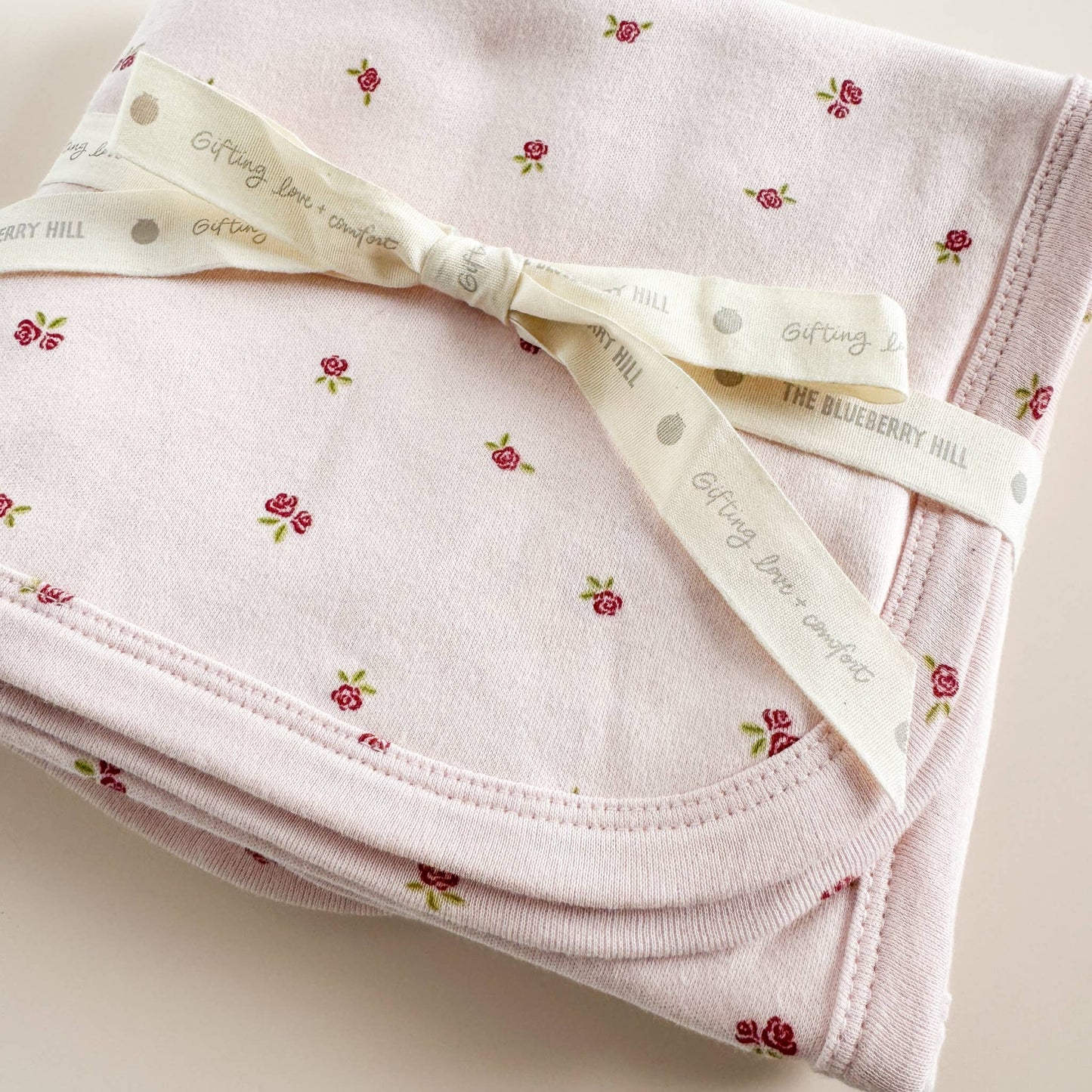 Knit Swaddle Rose Blanket - Blueberry Hill