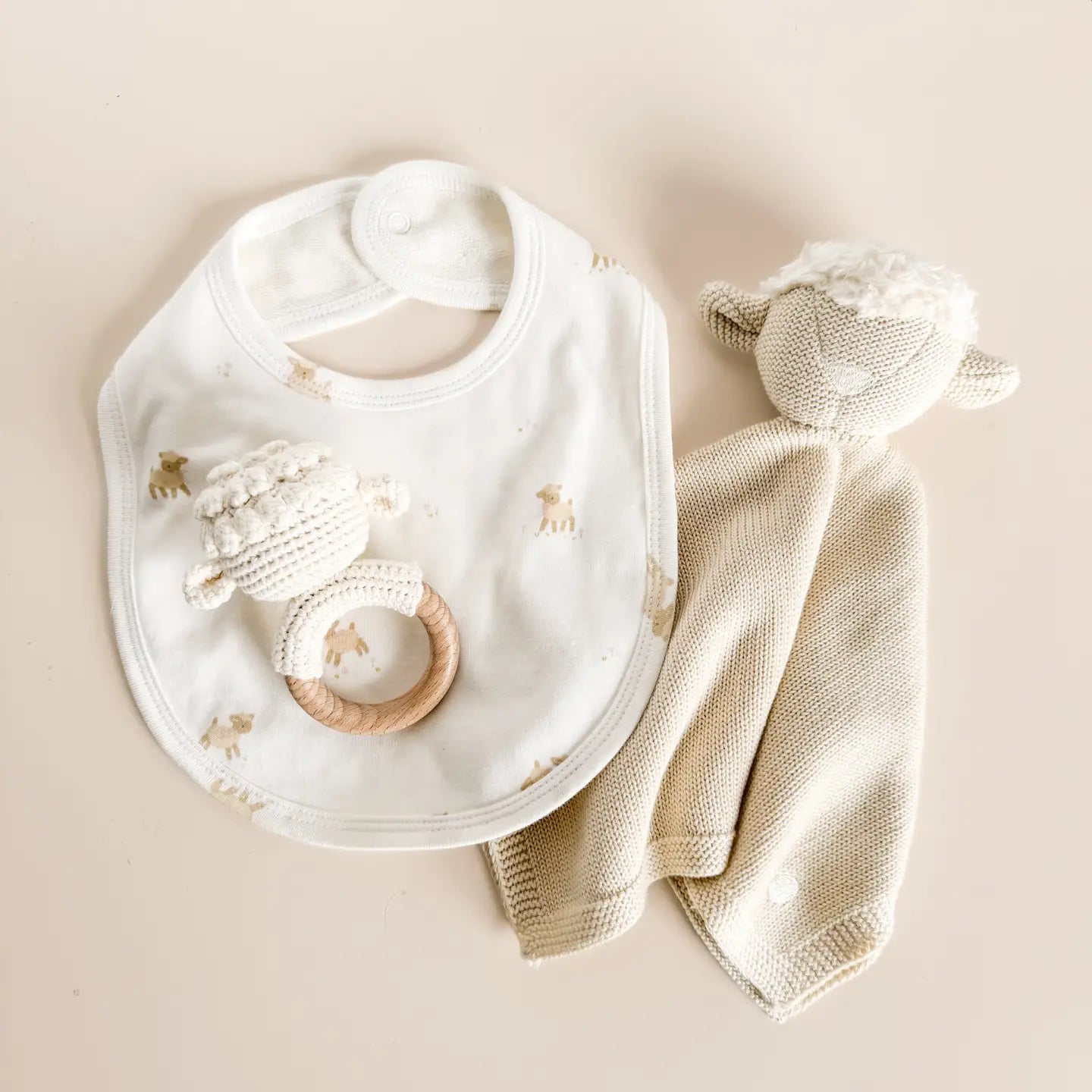 Cotton Rattle Teether Lamb- Blueberry Hill