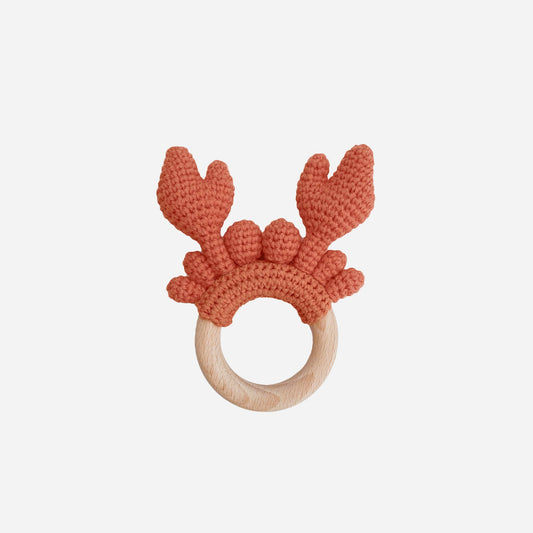 Crocheted Cotton Teether Crab - Blueberry Hill