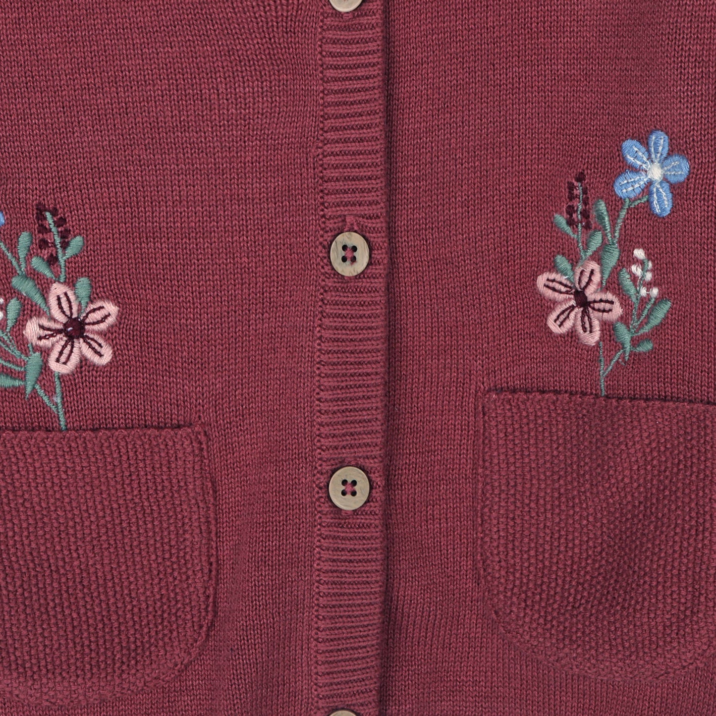 Pockets of Flowers Embroidered Baby Cardigan (Organic): viverano