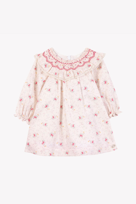 Smocked Embroidered Flower Dress - Tartine et Chocolat FW25