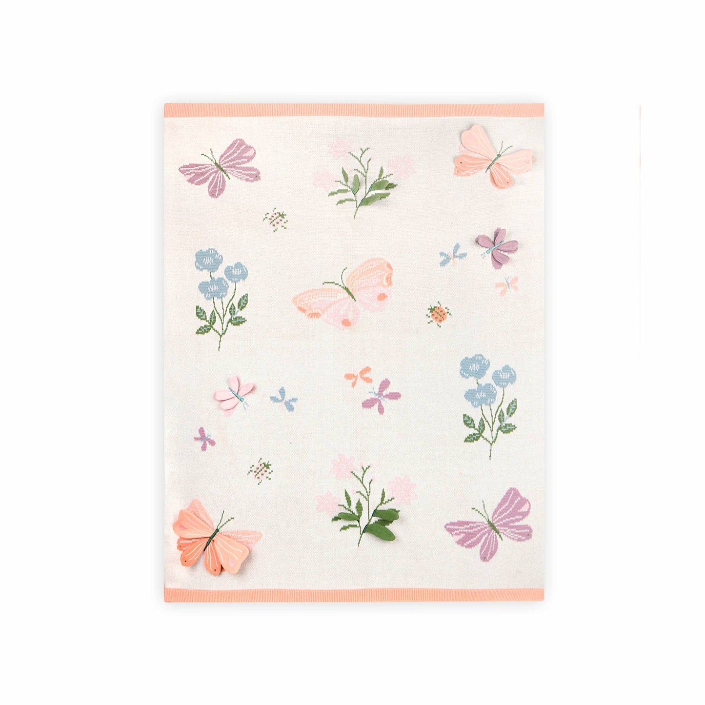 Bloom Butterfly 3D - Organic Jacquard Knit Baby Blanket: Natural / One Size