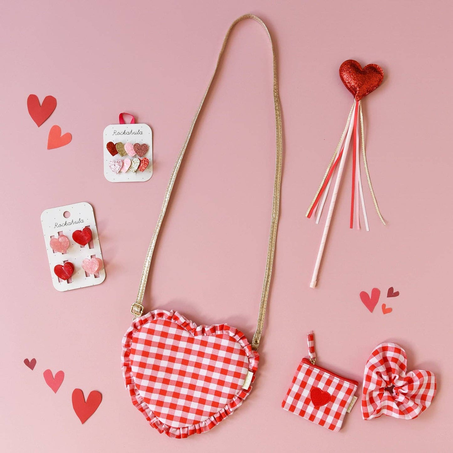Gingham Love Heart Mini Purse