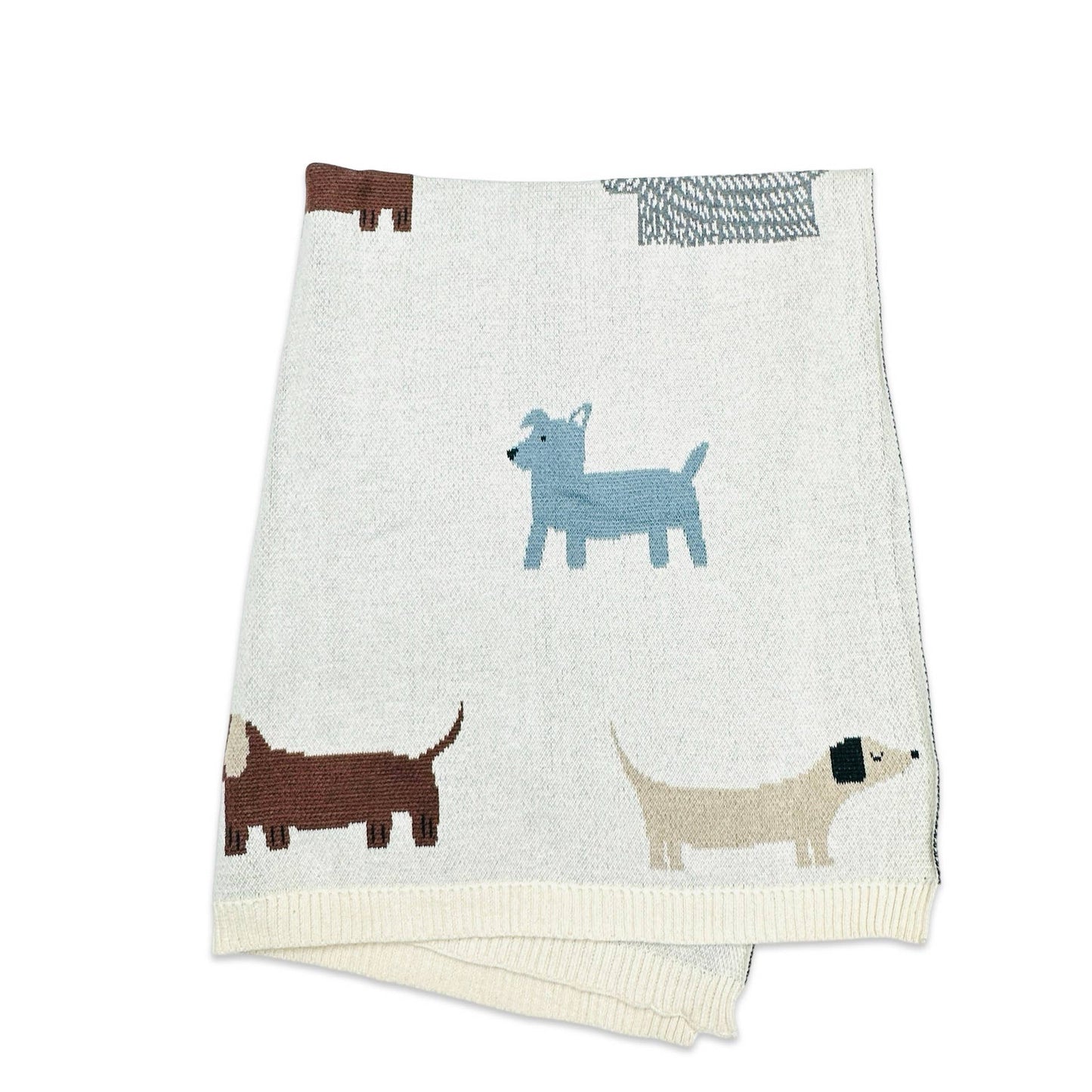 Buddy Dog - Organic Jacquard Sweater Knit Baby Blanket - Viverano Organics