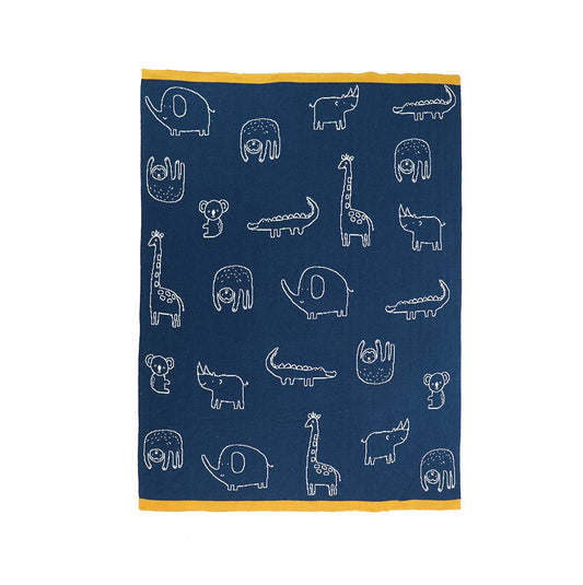 Animal Friends - Reversible Sweater Knit Baby Blanket:Viverano
