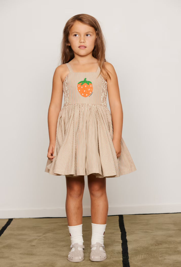 Poplin Striped Berry Dress-Mini Rodini SP26