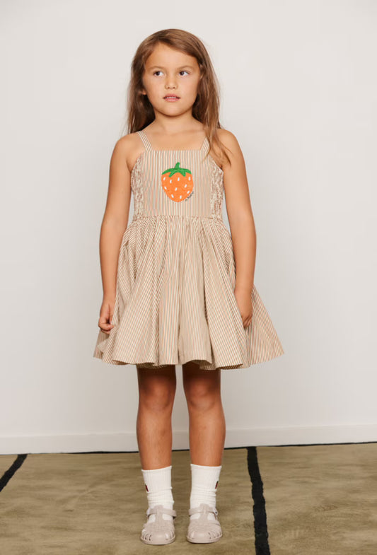 Poplin Striped Berry Dress-Mini Rodini SP26