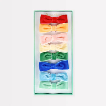 Rainbow Velvet Bow Clips - Meri Meri