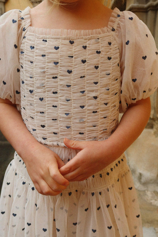 Charlene Tulle Heart Smocked  Dress -Konges Slojd SP26