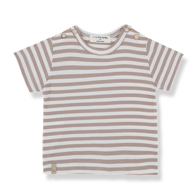 Jon Taupe Striped Tee-One More in the Family SP26