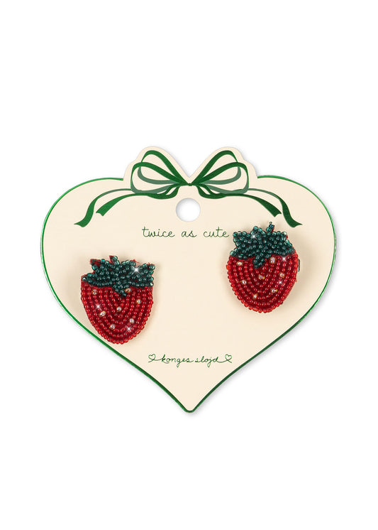 2pk Strawberry Beaded Hair Clip-Konges Slojd